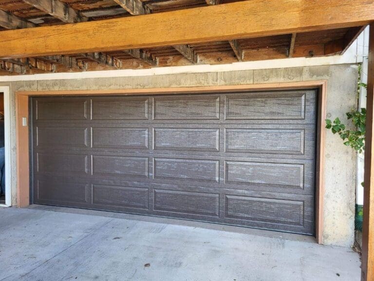 After of the new brown colored 2 car garage
