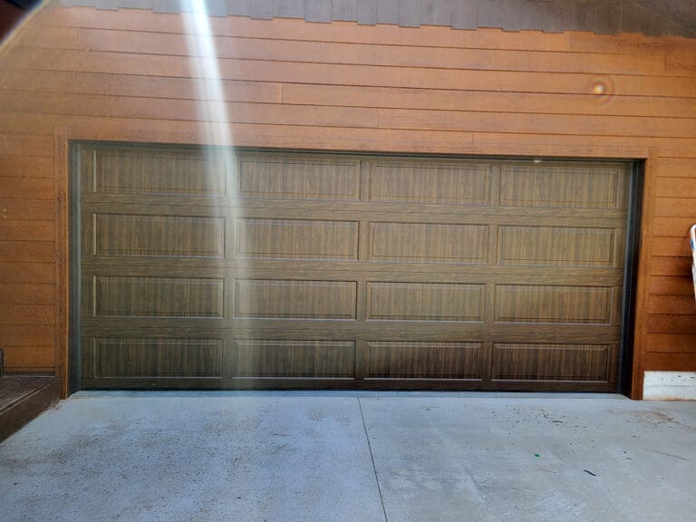 garage door replaced with brown garage door